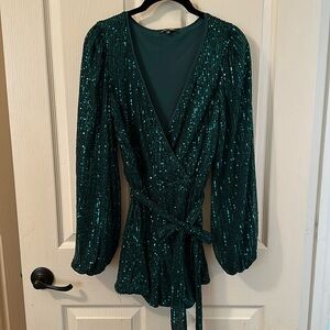 Green sequin romper